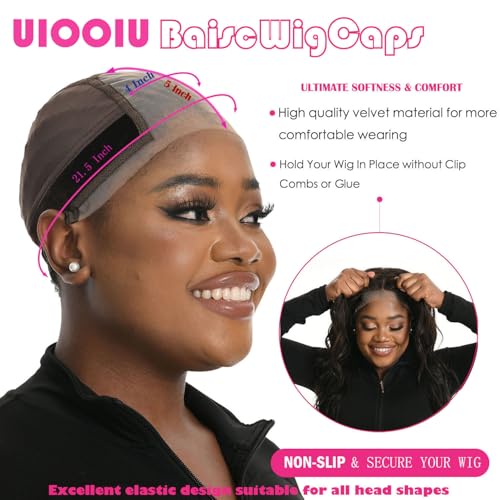 Lace Wig Grip Cap for Women 4x5 Transparent Lace Wig Caps Non Slip Wig Gripper for Keeping Wigs In Place Adjustable Wig Cap(Brown,Medium)