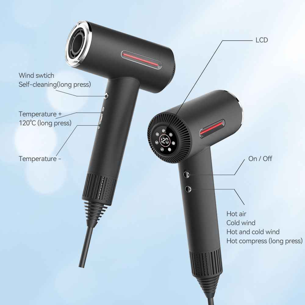 CONCARE Hair Dryer, Fast Drying Blow Dryer with Magnetic Nozzle,110,000RPM Brushless Motor, High Speed Low Noise, Ionic No Heat Damage, for Travel, Home, Gift (Gray)