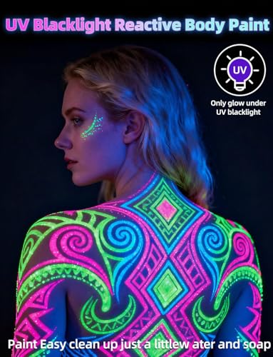 ILC UV Reactive Black Light Body Paint Kit - 6 Neon Colors