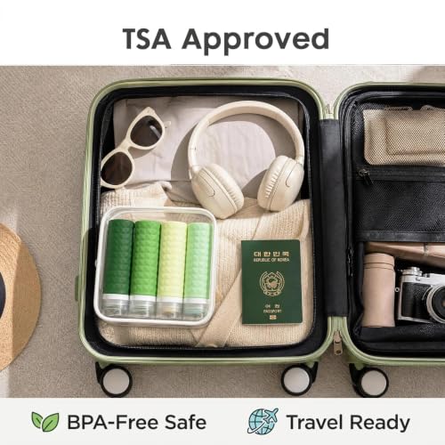 Firstfooby Jungle Travel Bottles Set - TSA Approved Leak-Proof Silicone Toiletry Containers with Clear Bag