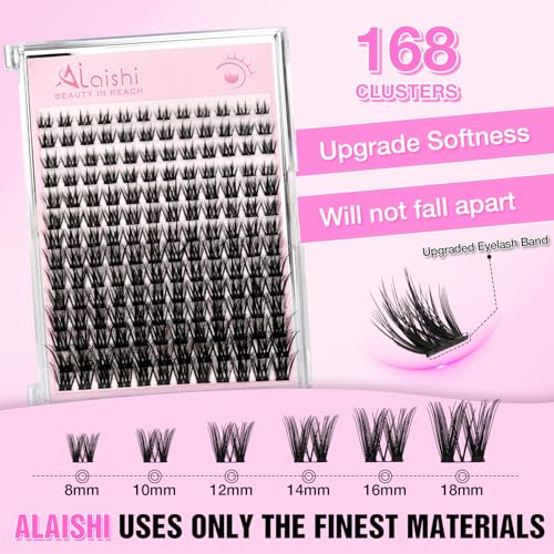 Lash Clusters Kit 168Pcs 8-18mm D Curl Wispy Eyelash Extensions