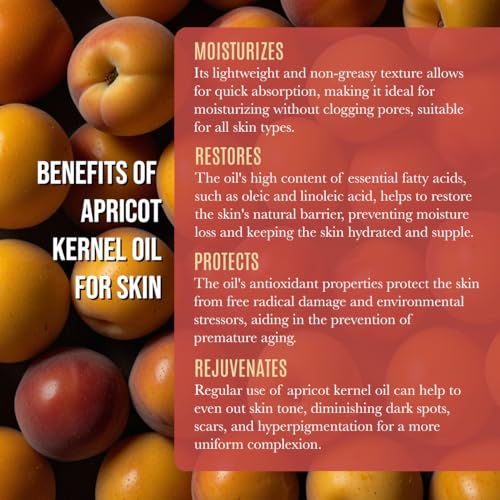 Organic Apricot Kernel Oil MOISTURIZER - in Large 4 oz Dark Glass Bottle with Dropper 100% Pure and Unrefined | an Essential Aromatherapy Skin Massage Oil for Body Hands & Feet
