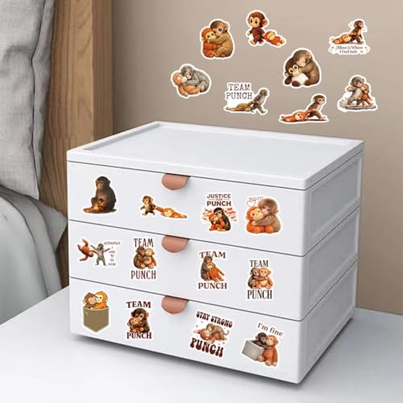 60PCS Punch Monkey Vinyl Stickers - Waterproof Decals
