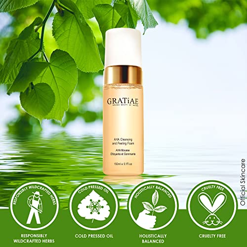 Gratiae Organics AHA Cleansing and Peeling Foam ? Non-Drying Facial Cleanser for Sensitive Skin, 5.1 fl oz