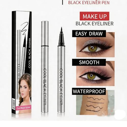 24-Hour Waterproof Eyeliner Pencil - Smudge-Proof Black (2Pcs)