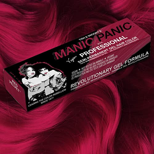 Manic Panic Professional Color Red Velvet - Bright Cherry Red Semi-Permanent Gel Hair Dye - Glows Under Black Light - Lasts Through 40+ Washes - No Developer Required (3oz)