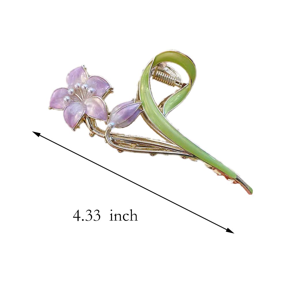 Flower Hair Claw Clips， Gardenia Flower Shape Hairpin Jaw Clips Jumbo Hair Claw Clips Fashion Hair Accessories For Women Girls