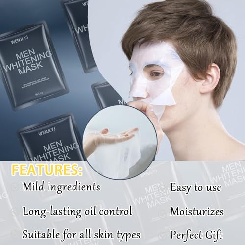 Mens Face Sheet Mask Set,Hydrating Facial Sheet Masks Combo for All Skin Types,Moisturizing Mens Face Mask Skincare Gift Set for Him,Dad,Husband & Boyfriend (10 Pcs)