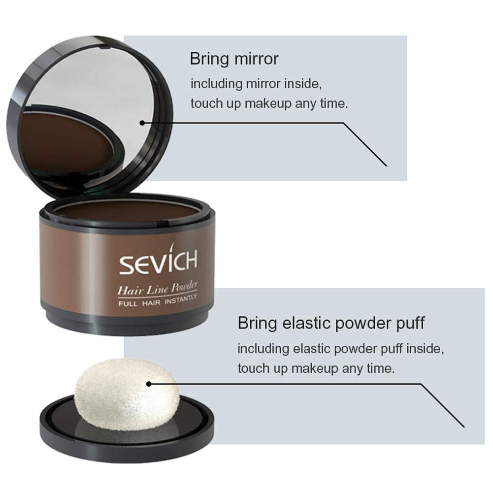 Instantly Hairline Shadow - SEVICH Hairline Powder, Quick Cover Grey Hair Root Concealer, Eyebrows & Beard Line, Touch Up for Thinning Grey Hairline, Windproof&Sweatproof, Dark Brown