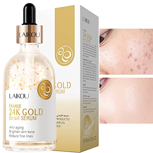 MIESCHER Snail Serum for Face,Hyaluronic Acid Serum with Vitamin B3 Oil Niacinamide Serum Facial 24k Gold Snail Collagen Reduces Fine Lines Brightening Nourishing Hydrating Face Serum Skincare Product