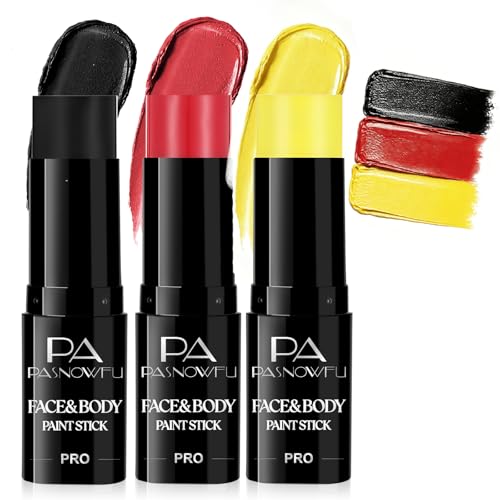 3-Pack Face Paint Sticks - Waterproof Sports & Cosplay Makeup