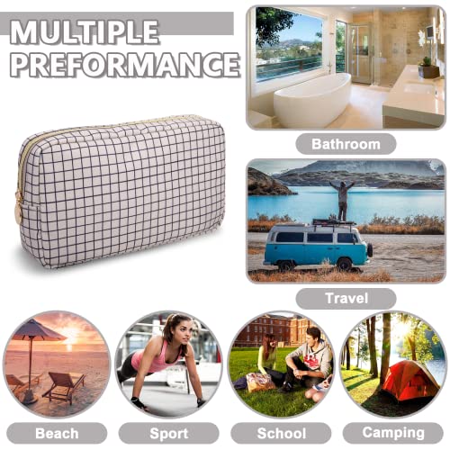 UIXIZQ Small Checkered Nylon Makeup Bag Pouch Waterproof Travel Toiletry Organizer