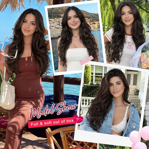 Black Wavy Clip-In Hair Extensions 20 Inch Synthetic