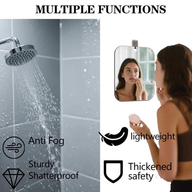 Anti Fog Shower Mirror 7x5.1" Fogless Shaving Mirror