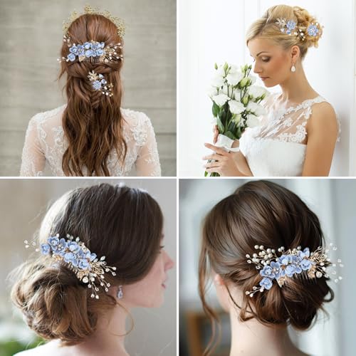 5-Piece Bridal Hair Comb & Clip Set with Rhinestones