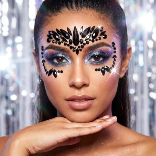 Kotbs Black Face Jewels 4-Pack Self-Adhesive Festival Gems