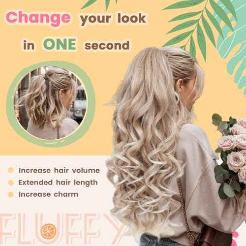 Ponytail Extension, 26 Inch Long Pony tails Hair Extensions for Women Wavy Curly Claw Clip Ponytail Fluffy Natural Fake Pony tail Hair Pieces for Women (Black, 26 Inch)