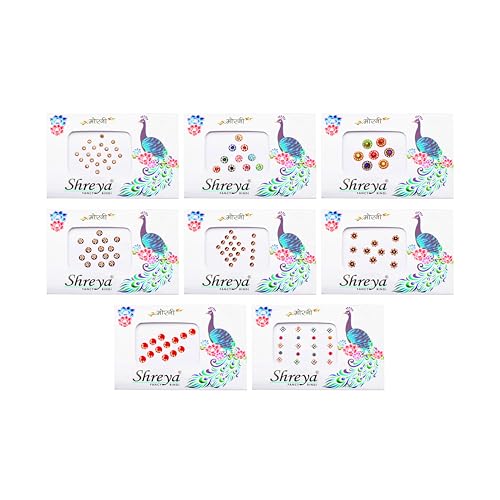 Bindi Pack of 8 Crystal Rhinestone Stickers for Forehead