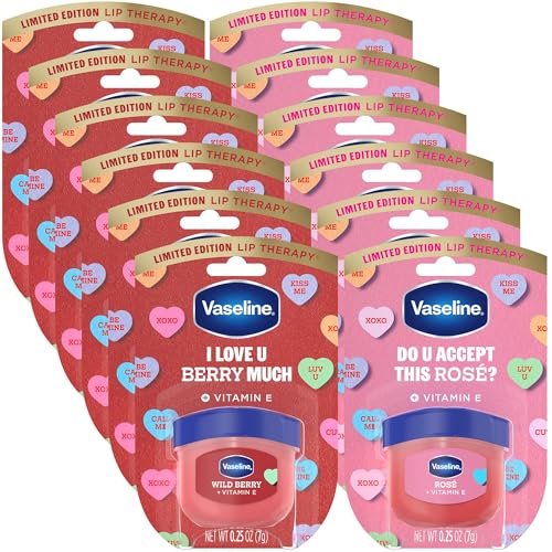 Vaseline Lip Therapy Valentine¡¯s Day Gifts, Limited Edition Lip Balm Variety 12-Pack, Ros? + Wild Berry, 0.25 Oz Ea