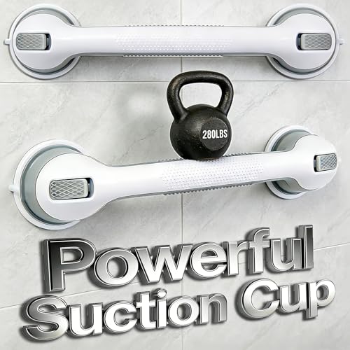 NKJVE 2 Pack 16.1-inch Suction Cup Shower Handles for Elderly Safety, No Drilling