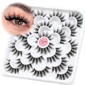 Veleasha 3D Faux Mink False Eyelashes - 18mm Wispy Lash Strips (10 Pairs)