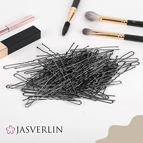 JASVERLIN Black U Shaped Hair Pins - 2.4 Inch Bobby Pins for Bun & Updo Hairstyles, 100 Pack