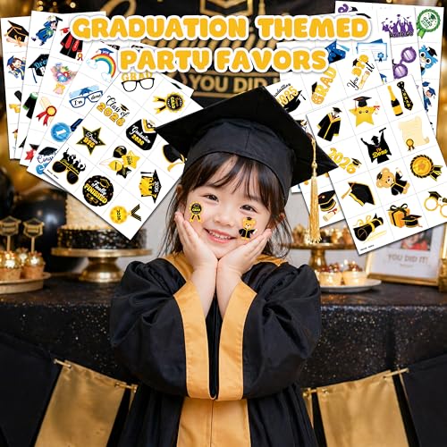 120 PCS Pre-Cut Graduation Temporary Tattoos for Kids