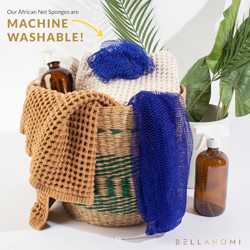 Bellanomi African Exfoliating Net Sponge 2-Pack – 45" Back Scrubber
