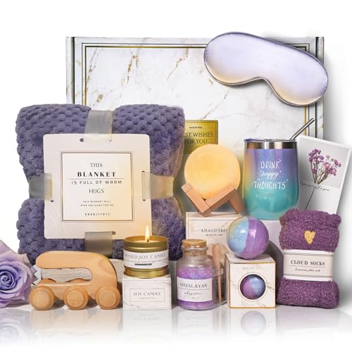 Birthday Gifts for Women,Gift Basket for Women with Moon Lamp,11PC Self Care Gifts,Get Well Soon After Surgery,Relaxing Spa Gifts,Surgery Recovery,Sympathy