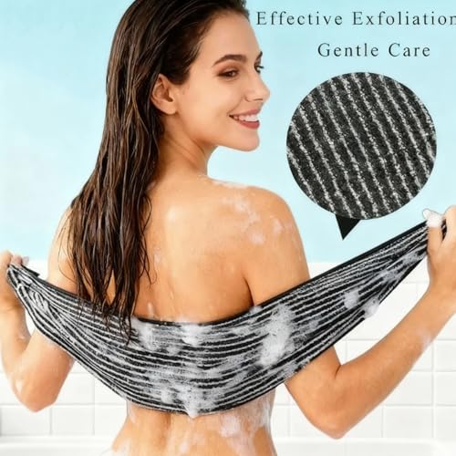 Exfoliating Shower Towel, Extra Long Rip-Resistant Body Back Scrubber, Deep Cleansing Skin-Friendly Exfoliating Washcloth for Men and Women (1 PCS)