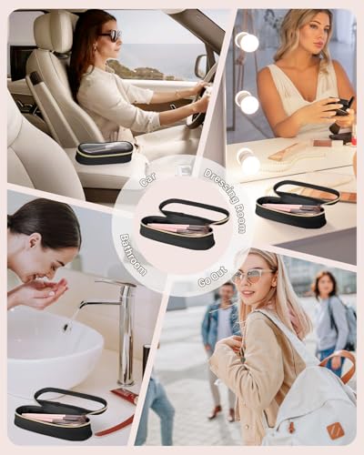 Soimeat Small Black Clear Travel Makeup Brush Holder - Waterproof Cosmetic Case