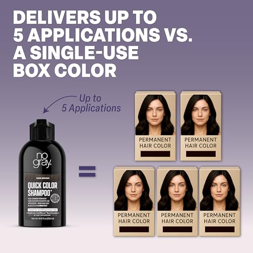 No Gray Permanent Hair Color Shampoo - Dark Brown, 8.45 oz