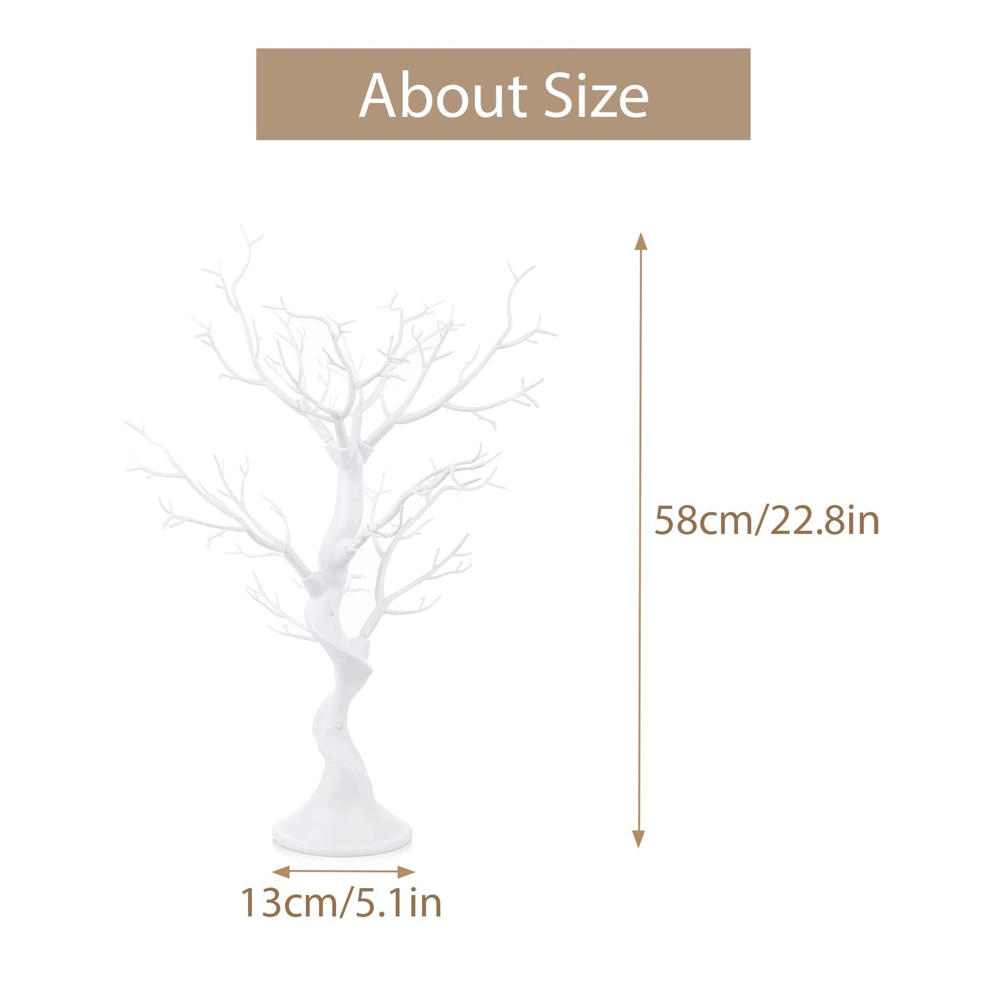 Sziqiqi White Artificial Tree for Tree Centerpiece for Weddings Christmas Birthday Party Home Indoor Outdoor Decoration 23 inches