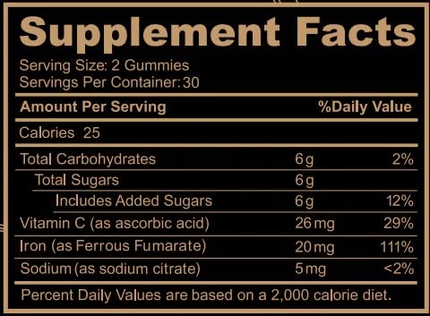 Black Girl Vitamins Iron Gummies 20mg - 60 Count