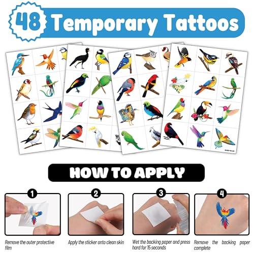 72 Piece Bird Party Favors Set with Punch Balloons & Tattoos