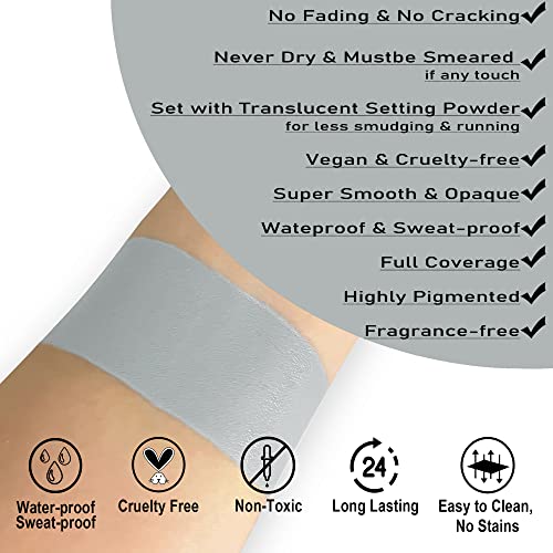 CCbeauty Light Grey Face Paint Stick, Face Painting Kit, Full Coverage SFX Makeup Foundation, Professional Body Paint for Halloween Costume Cosplay Party, For Corpse Bride, Zoombie, Marceline Makeup