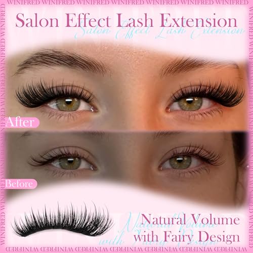 Winifred Lash Clusters Kit Fairy Wispy Eyelash Clusters with Spikes Lash Extension Kit Cluster Eyelash Extensions C Curly Anime Individual Lashes Kit Lash Bond and Seal Tweezers (12-20mm)