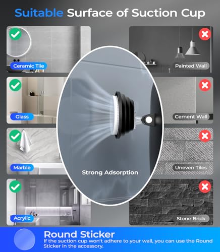 Gospire Heated Fogless Shower Mirror with Light & Suction Cup