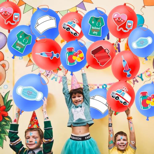 Nurse Party Favors Set - 48 Tattoos & 24 Punch Balloons