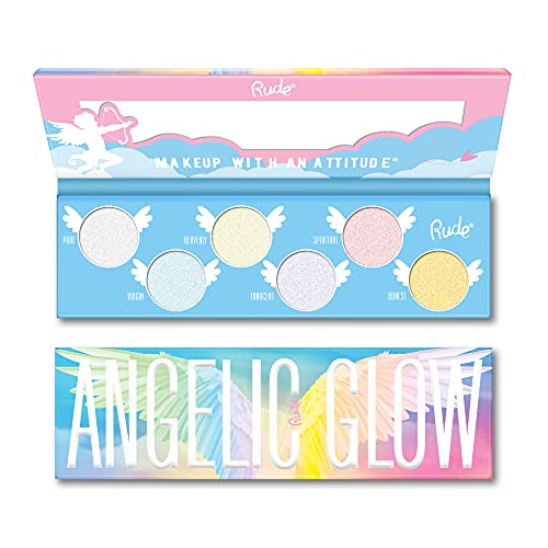 Angelic Glow Highlighter and Eyeshadow Palette by Rude Cosmetics for Women - 0.32 oz Makeup