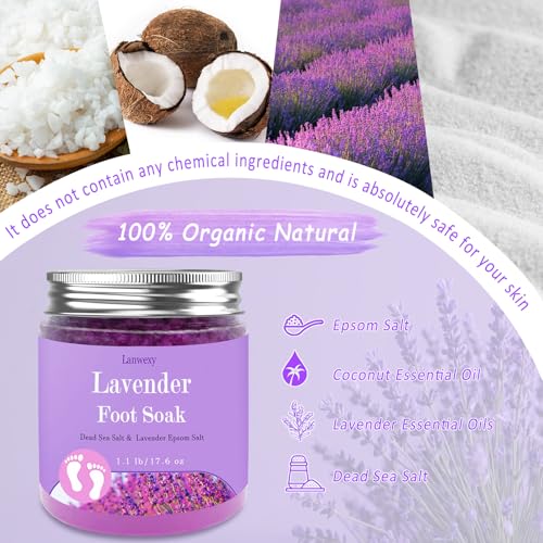 Lavender Foot Soak with Epsom & Sea Salt - 1.1 Lbs Natural Spa Treatment
