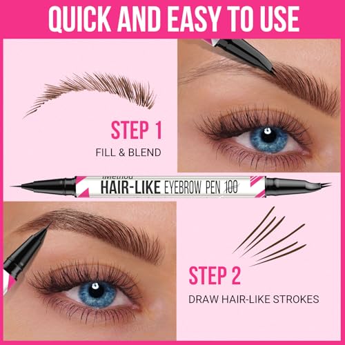 iMethod Curved Eyebrow Pen - Eyebrow Pencil, Brow Pencil 2-in-1 Dual-Ended Microblading Eyebrow Pen with Curved Tip and Precise Brush-Tip for Natural Hair-Like Brows, Last All-Day, Dark Brown