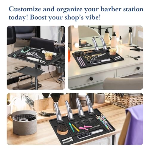 Magnetic Barber Mat with 4 Slots for Clippers & Scissors