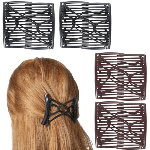 Elastic Magic Hair Comb Clips - 4 Pack Adjustable Hair Pins for Women