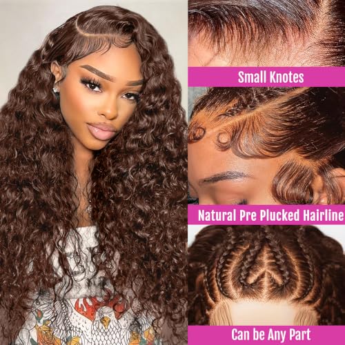 30" Chocolate Brown Human Hair Lace Front Wig - 200 Density