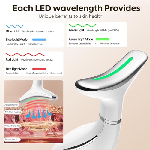 VIMINTO 3-in-1 Face Massager ? Facial Massager Tool with Soothing Heat, Vibration, and Smart Touch ? Red, Blue & Green Light Modes for Relaxation and Radiance ? Compact & Portable - Black