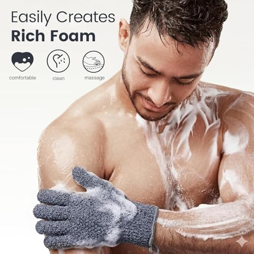 Yiclick 12Pc Exfoliating Gloves - Body Scrub Mitt for Shower