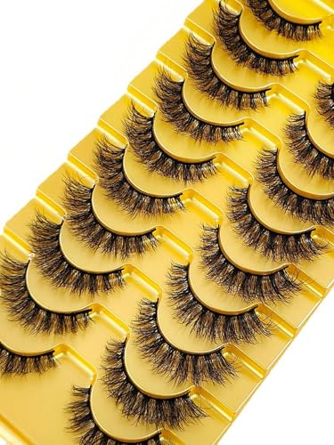 3D Mink False Eyelashes 10 Pairs Set - Natural & Fluffy