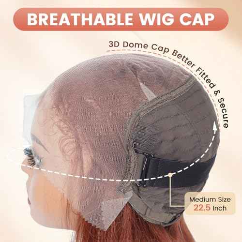 Synthetic Lace Front Wig 13x6 HD Glueless Lace Frontal Wig Pre Plucked Hairline with Baby Hair Long Yaki Straight Layered Lace Wigs for Black Women Daily Use (35, 24 Inch)