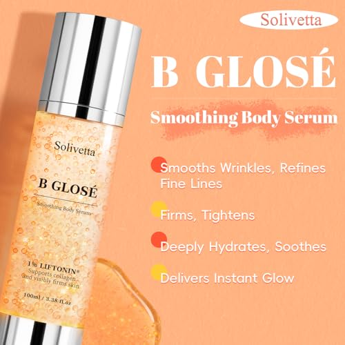 Be Glossy Body Serum for Wrinkles ? Smoothing & Firming Anti-Aging Serum with LIFTONIN¢ç, Peptides & Collagen for Toning Neck, Arms, Legs & Belly, 3.38 Fl Oz